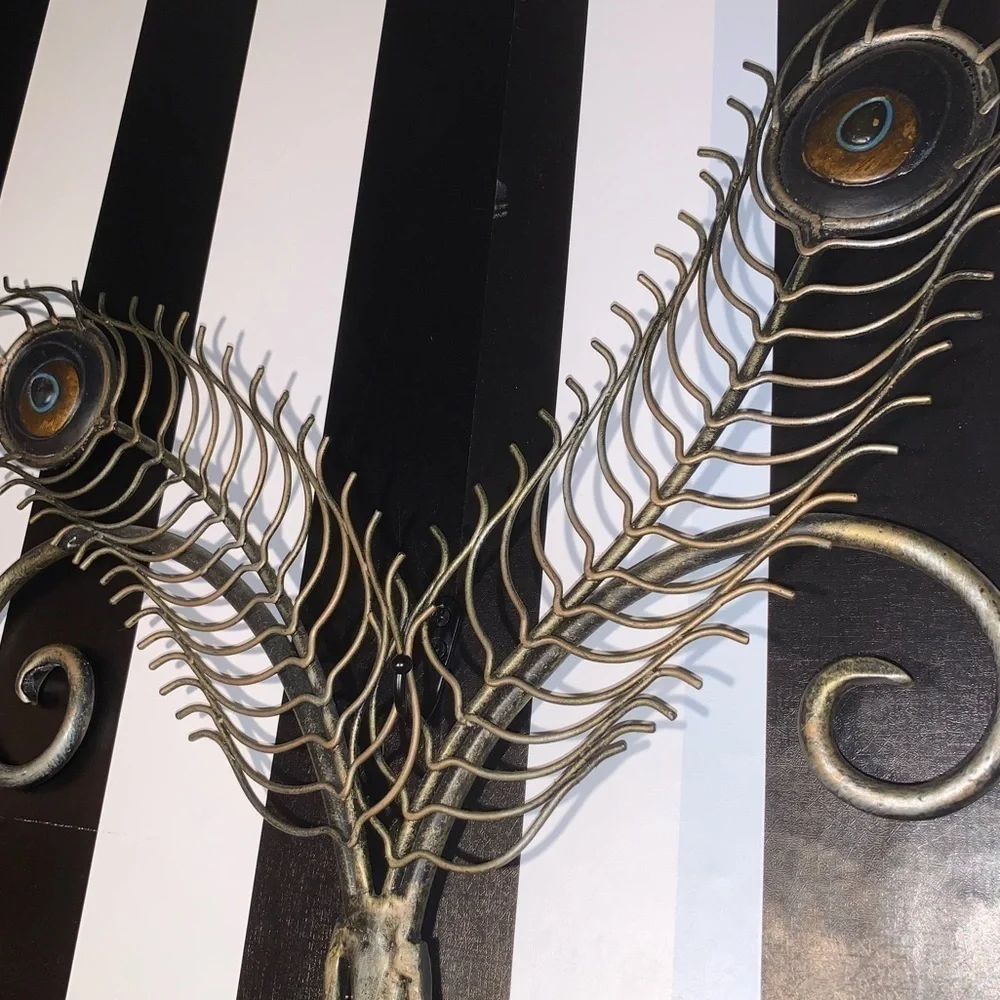 90s Y2K Era Metal Peacock Feather Wall Art Large Candle Holder  Pier 1 Imports